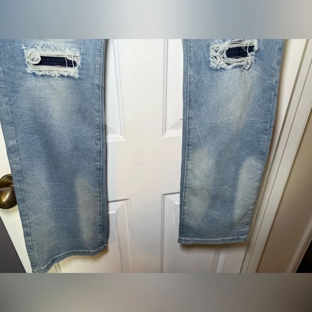 M. Society Jeans Men’s 36X32 Distressed Slim Straight Fit Super Stretch NWT